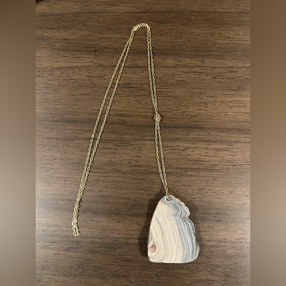 Sparkly Rock Crystal Necklace on a long Gold Chain - Picture 3 of 5